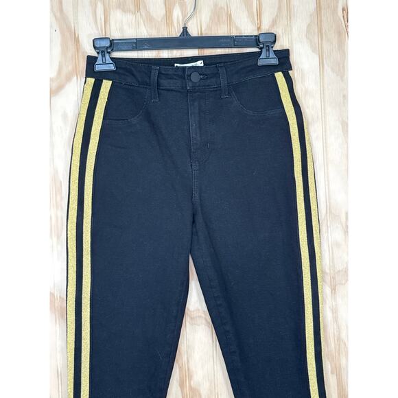 L'Agence Margot High Rise Skinny Jeans Black Gold Trim Size 25 - Picture 3 of 7